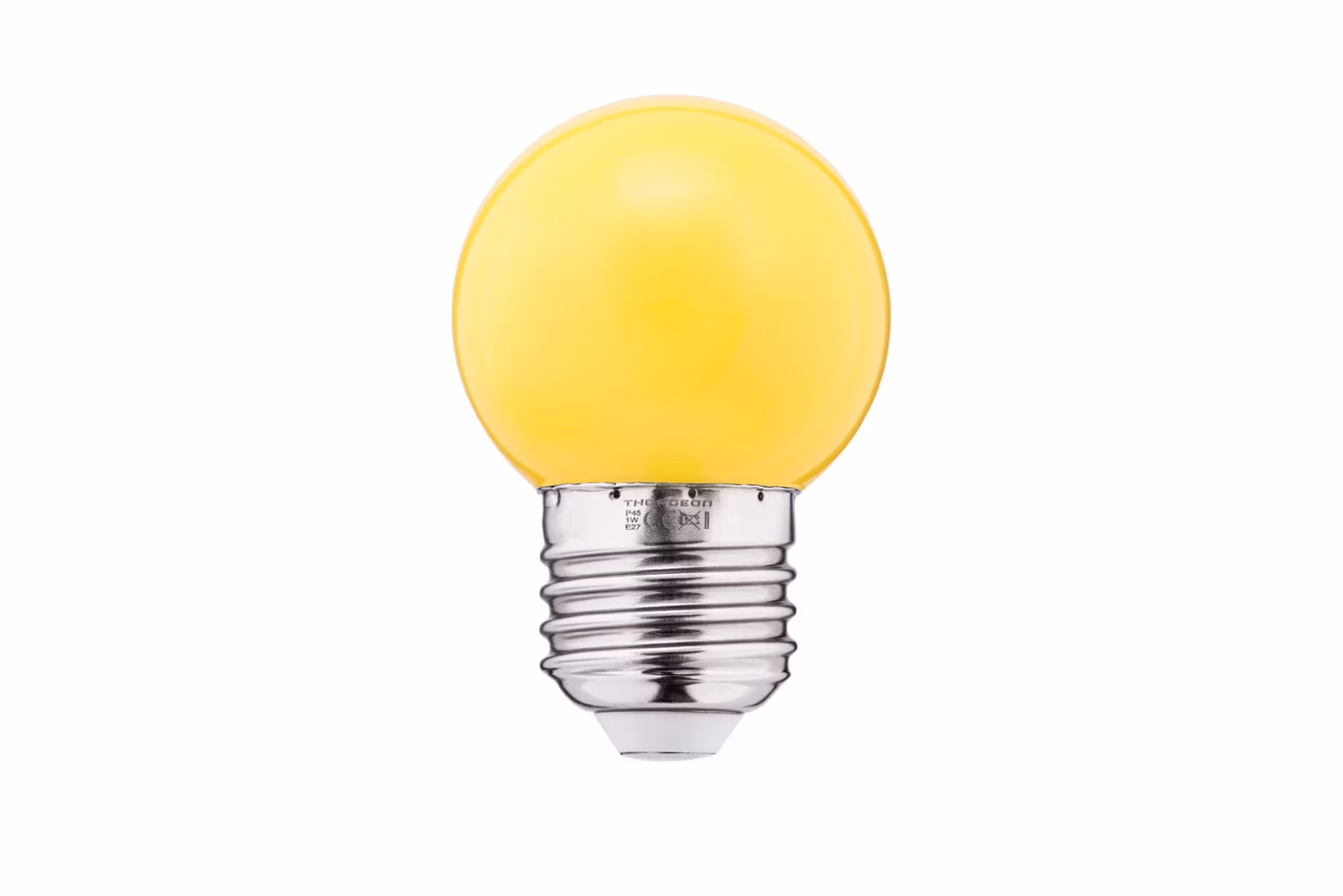 LED-färglampa 1W G45 240V 55Lm PC gul THORGEON